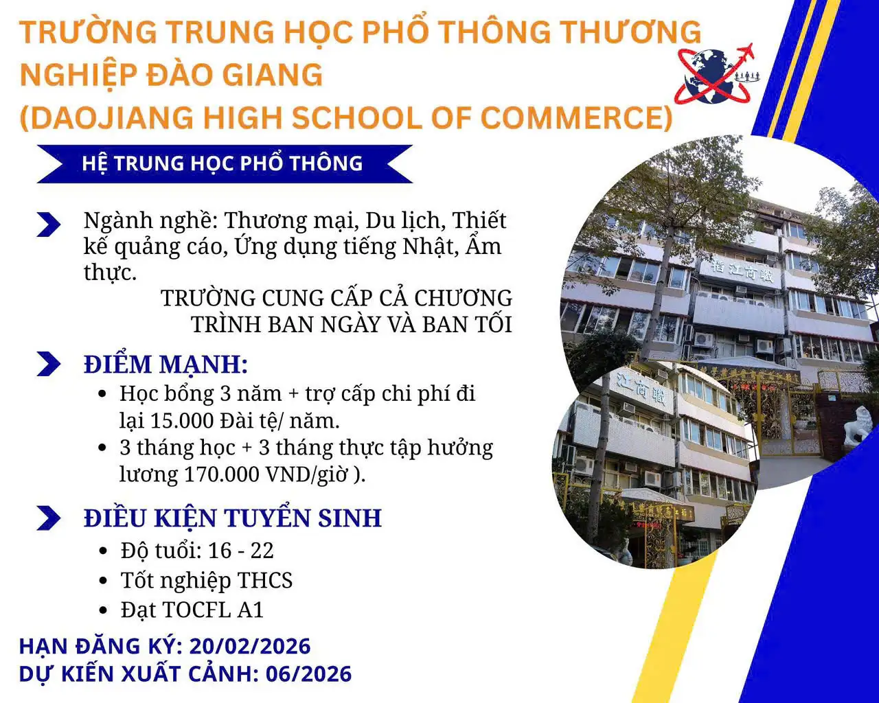 Du học Đài Loan bậc THPT hệ 3+4 – Miễn học phí, học bổng hấp dẫn cho học sinh Việt